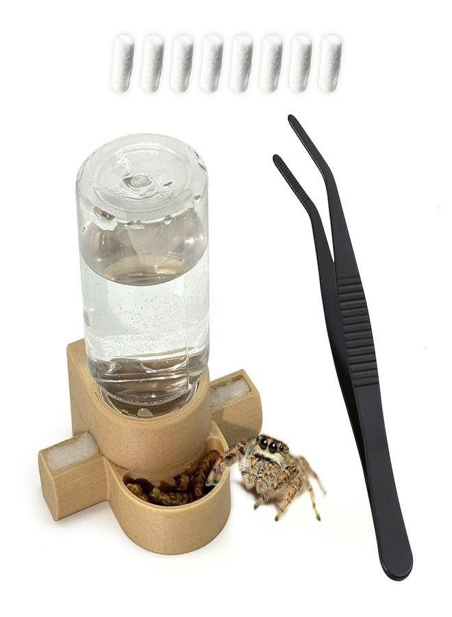 Julang Jumping Spider Accessories, Jumping Spider Water Dispenser, Magnetic Hanging Feeder with Tweezers for Jumping Spiders, Tarantulas, Praying, Mantises (Beige) - Image 1